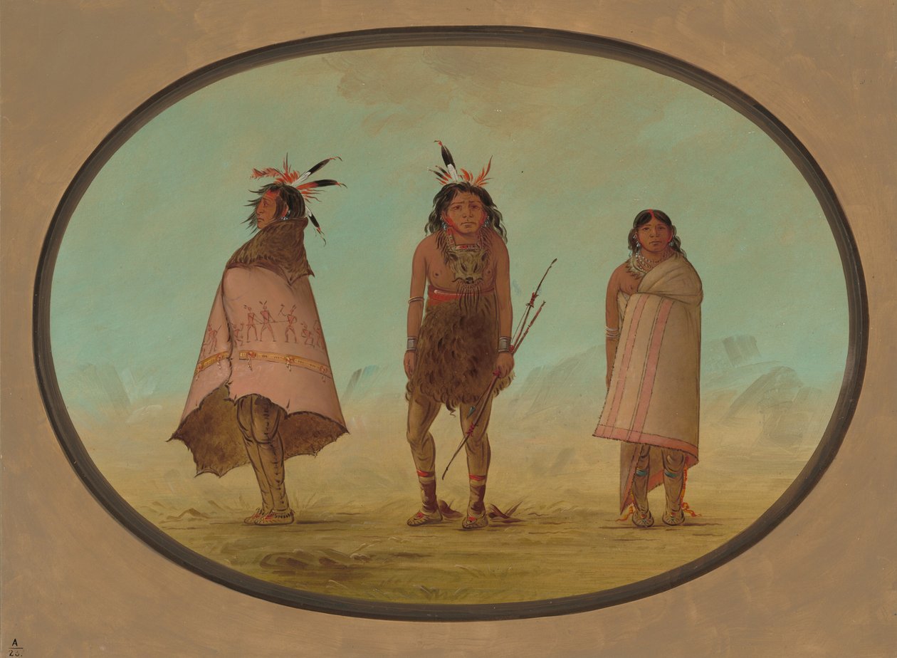 Yntah Medicine Man, a Warrior, and a Woman by George Catlin