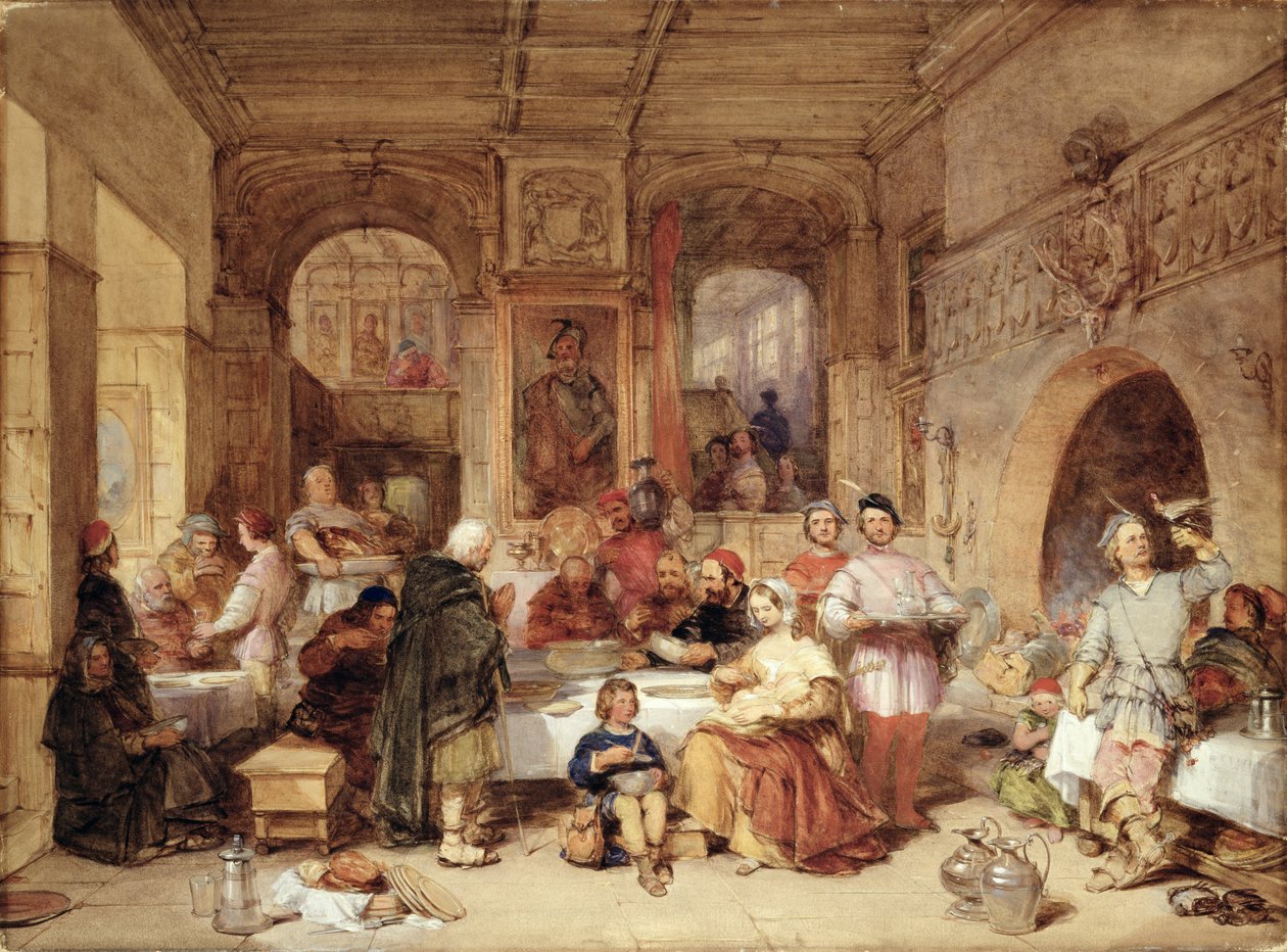 Dinner in the Great Hall by George Cattermole