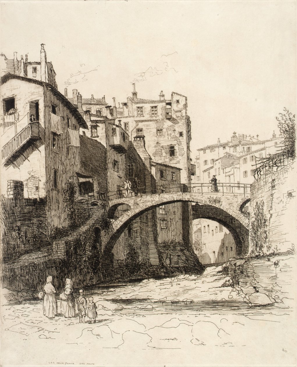 The Two Bridges, San Remo by George Charles Aid