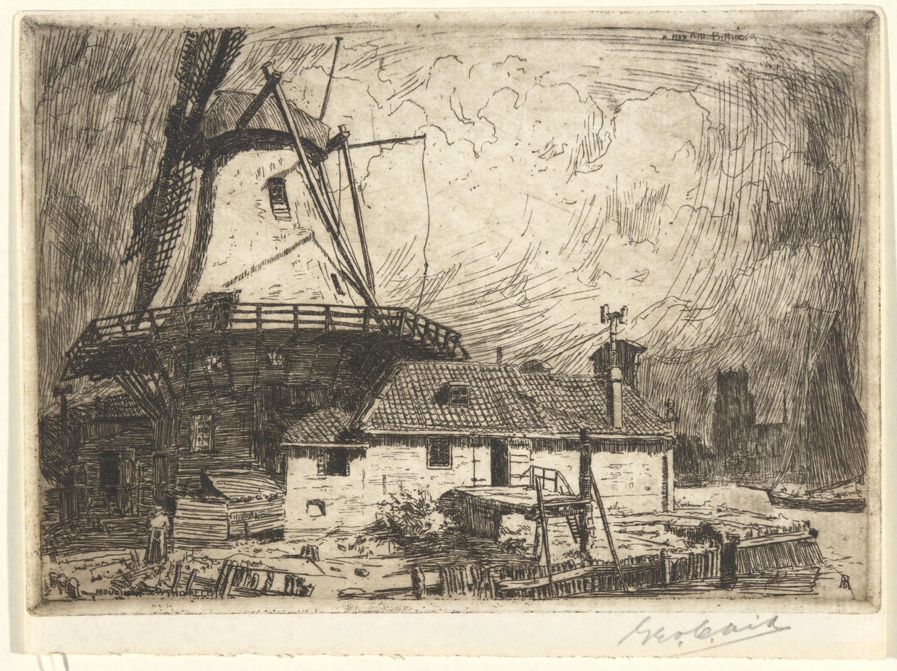 Moulin at Zwyndrecht by George Charles Aid