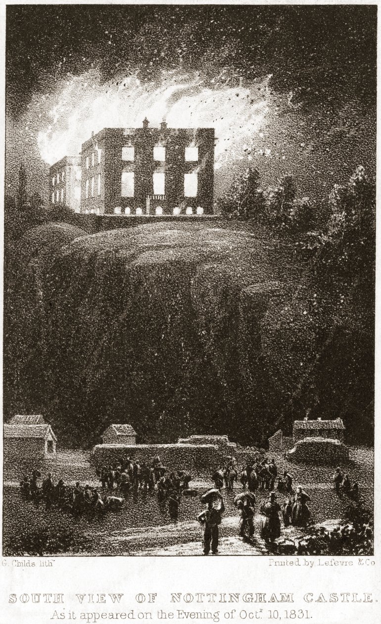 Nottingham Castle on Fire, Viewed from the South by George Childs