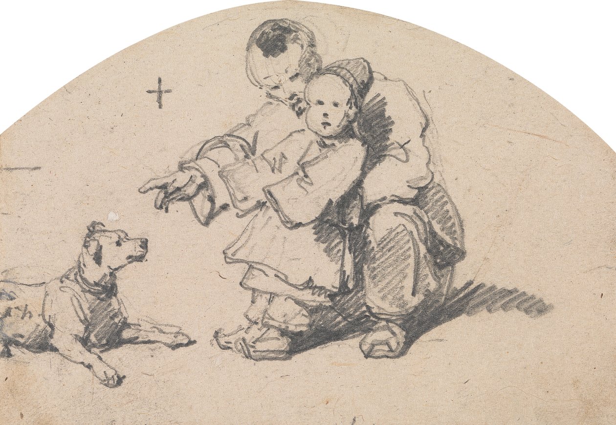 Chinese Father and Child with Dog by George Chinnery