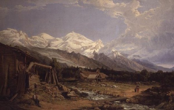 Alpine Landscape with Figures by a Mountain Stream by George Clarkson Stanfield