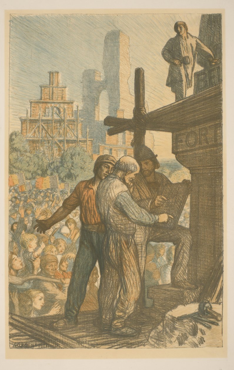 Construction Workers in a Crowd by George Clausen