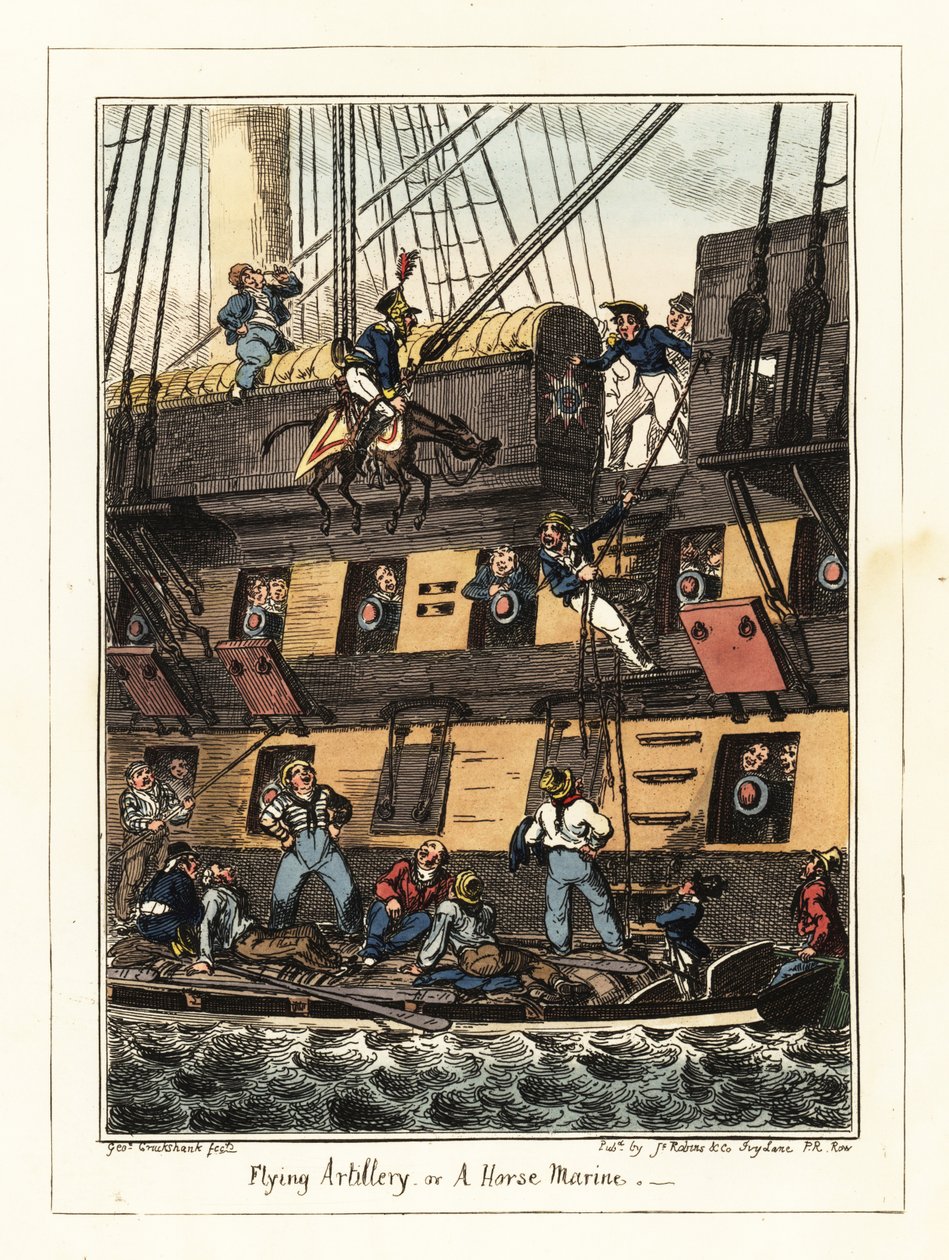A Militia Dragoon Punished in Santiago, Cape Verde, 1828 (lithograph) by George Cruikshank