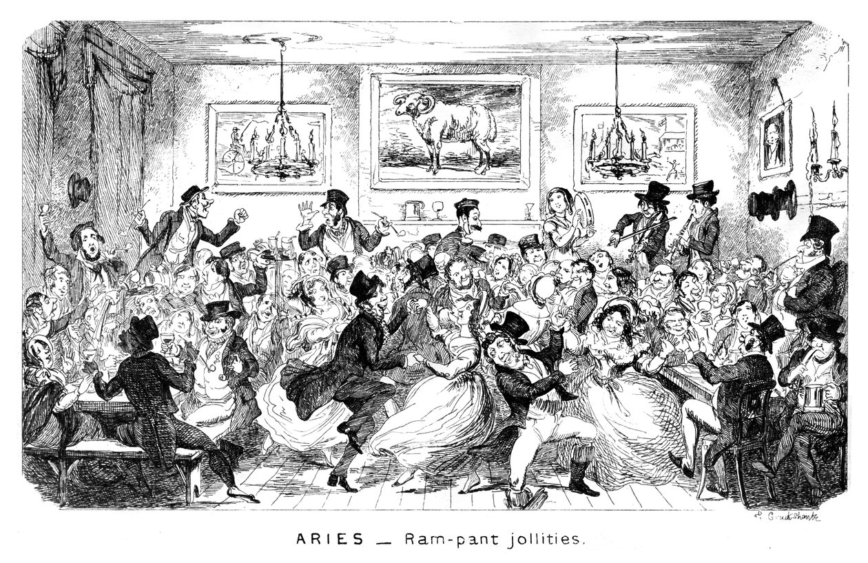 Aries - Ram-pant jollities, 19th century by George Cruikshank