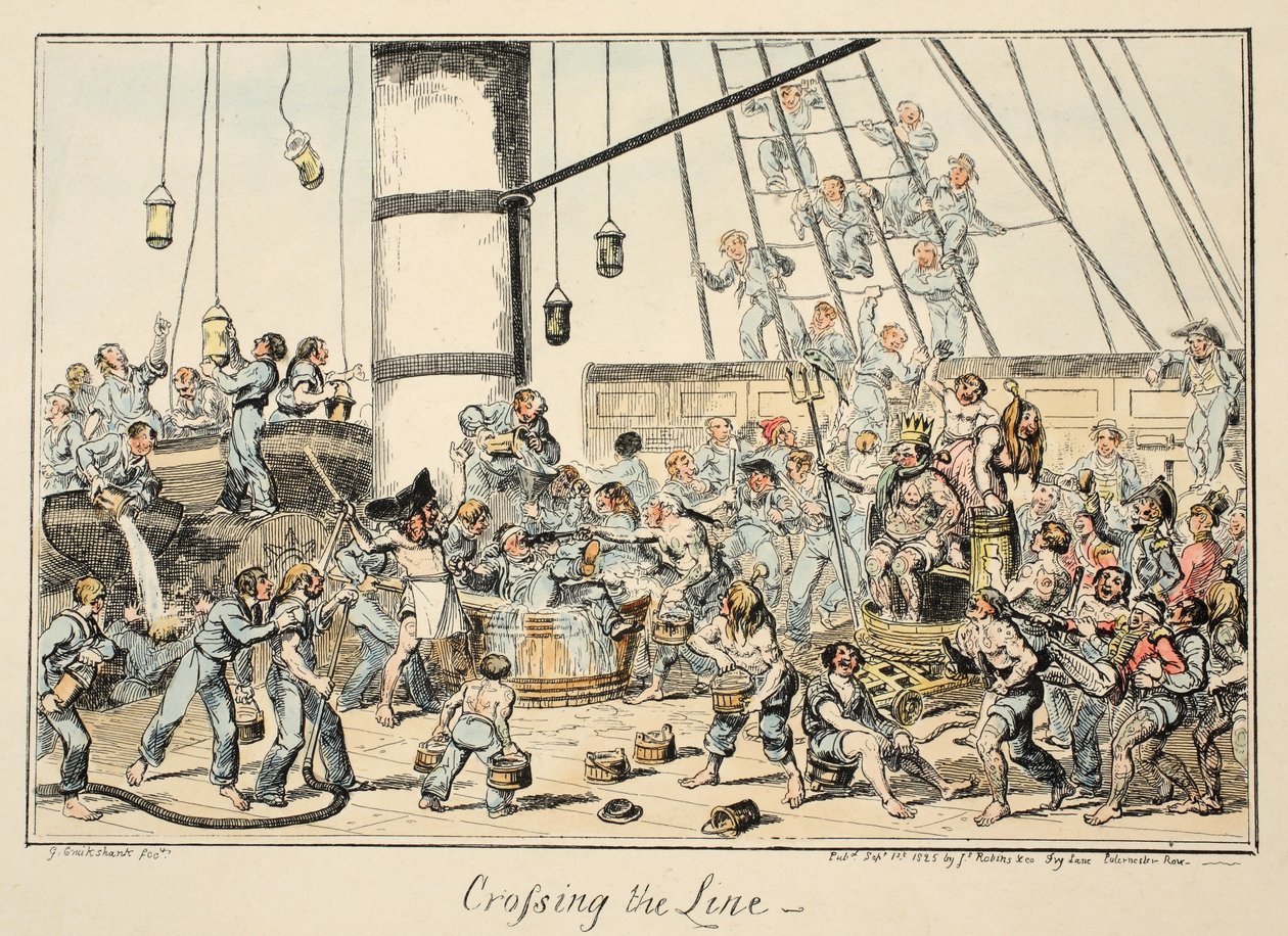 Crossing The Line, from Greenwich Hospital, a Series of Naval Sketches, Descriptive of a Life of a Man-of-Wars Man, 1825 by George Cruikshank