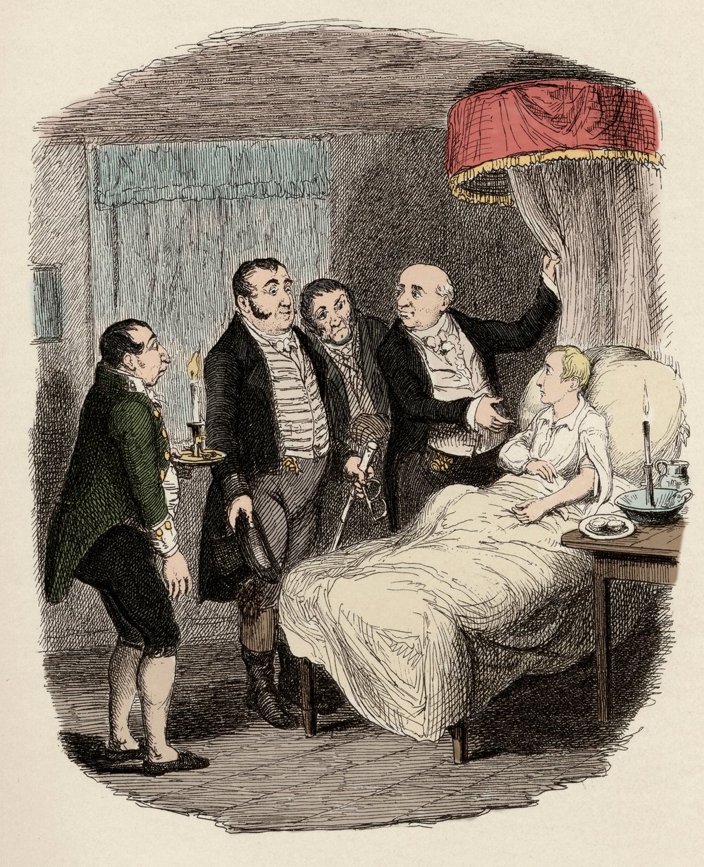Dr. Losberne showing Oliver to Bow Street Police Officers (Illustration for 