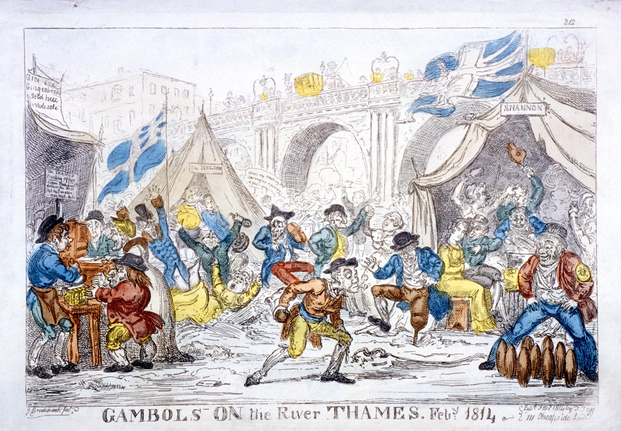 Gambols on the River Thames, February by George Cruikshank