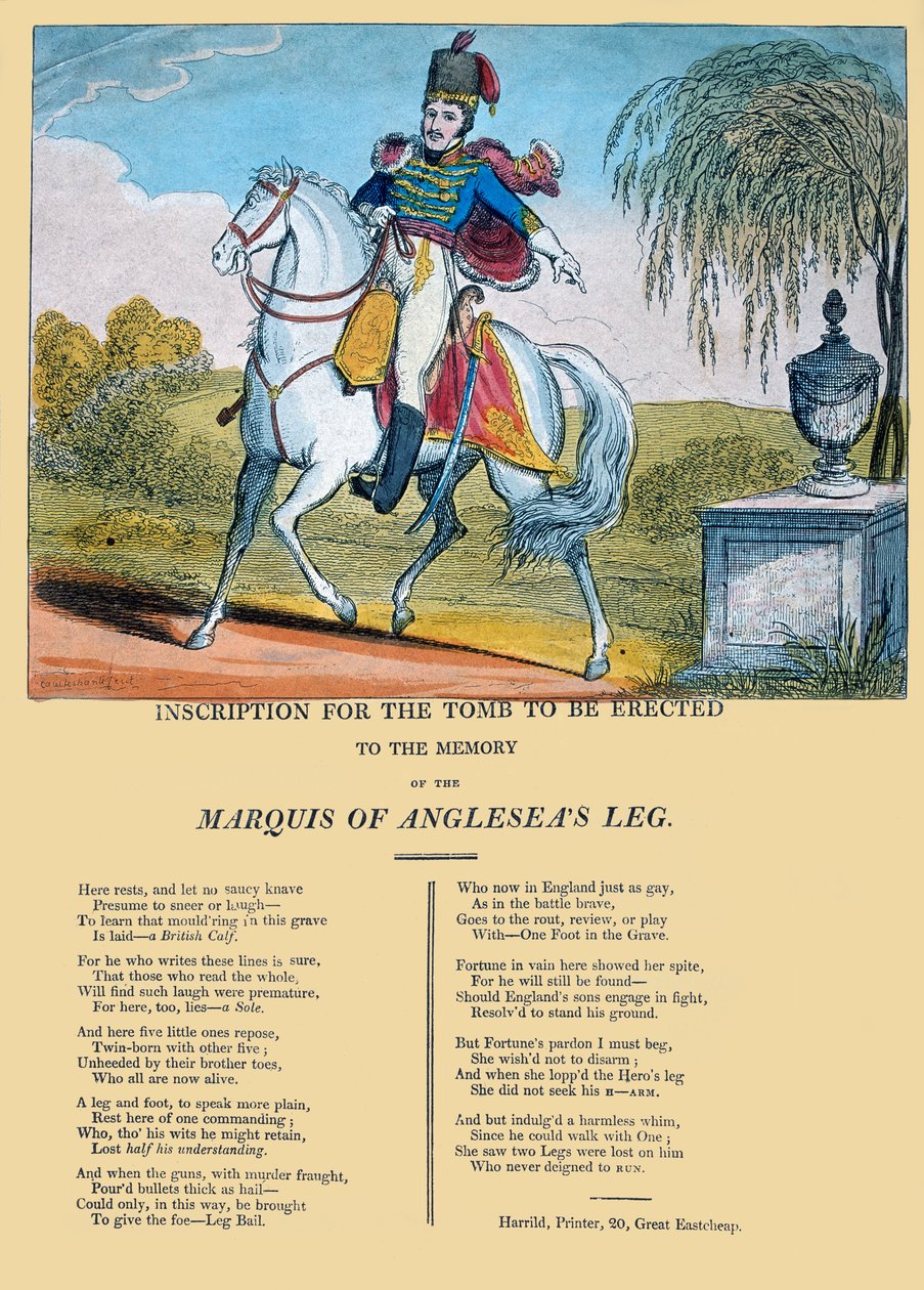 Inscription for the tomb to be erected to the memory of the Marquis of Anglesea