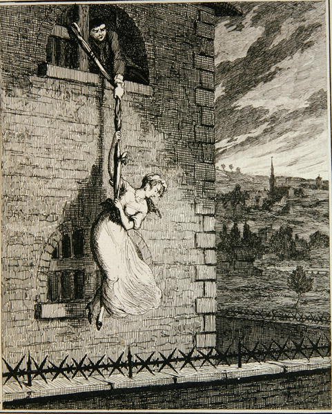 Jack Escaping from Newgate Ward with His Wife Elizabeth Lyon, Illustration from 