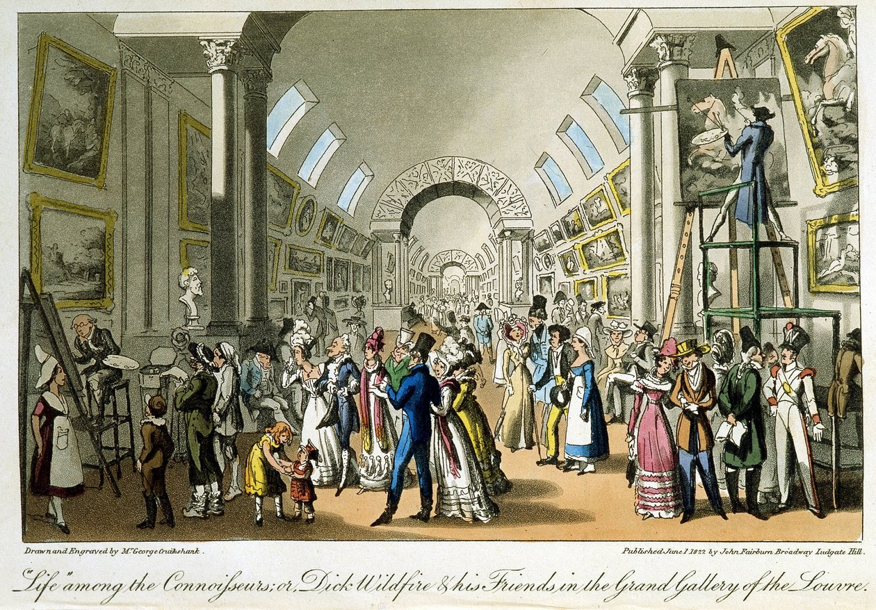 The Grand Gallery of the Louvre - in “Life in Paris” by David Carey, London by George Cruikshank