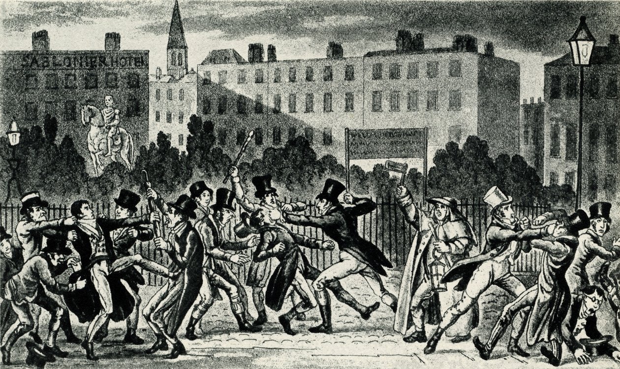 London Street Fight, Early 19th Century by George Cruikshank