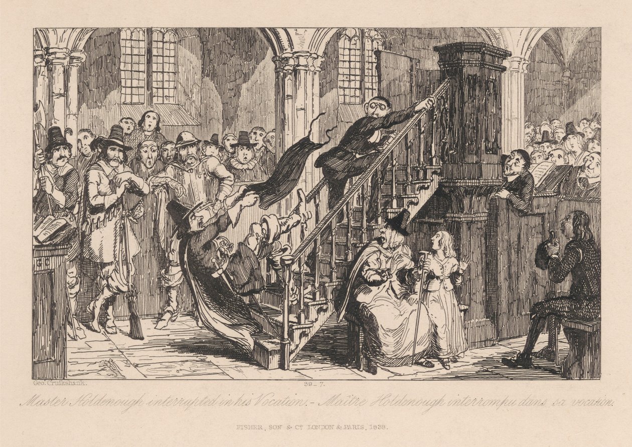 Master Holdenough Interrupted in his Vocation by George Cruikshank