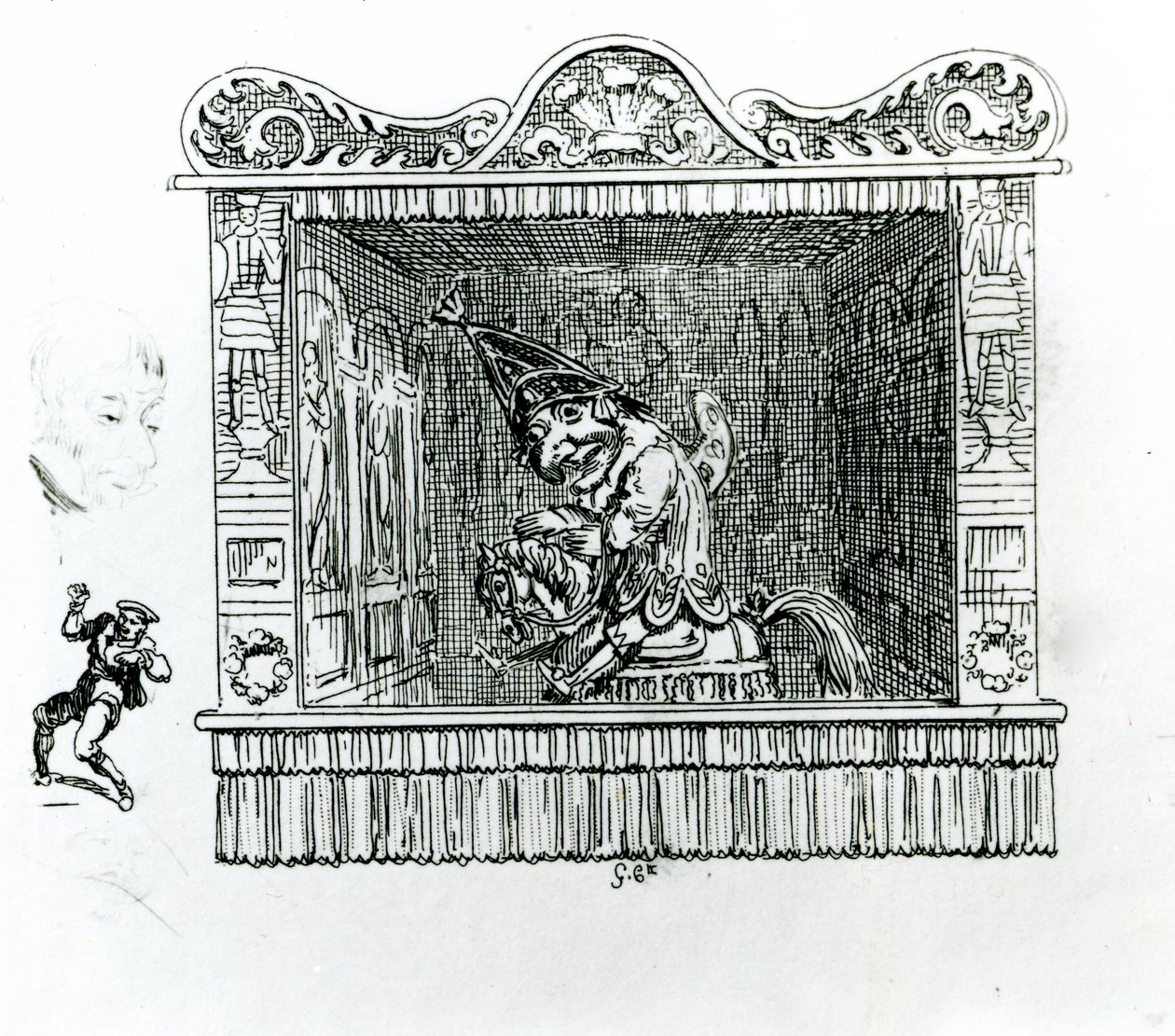 Mr Punch on Hector the Horse by George Cruikshank