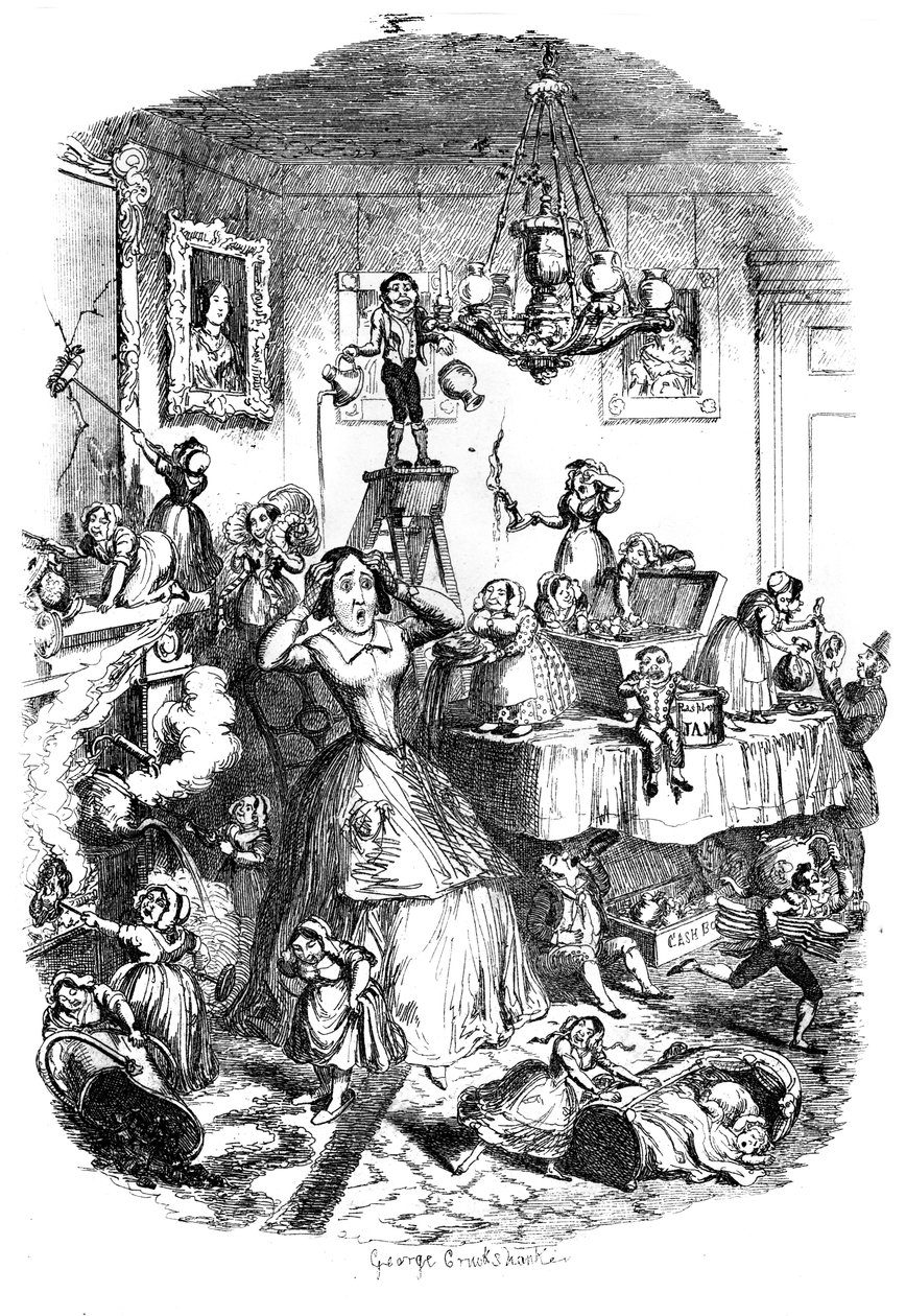 Nearly worried to death by the Greatest Plague of Life by George Cruikshank