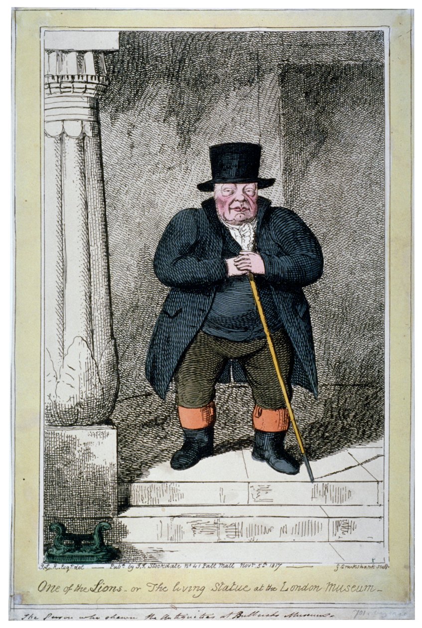 One of the Lions - or the Living Statue at the London Museum by George Cruikshank