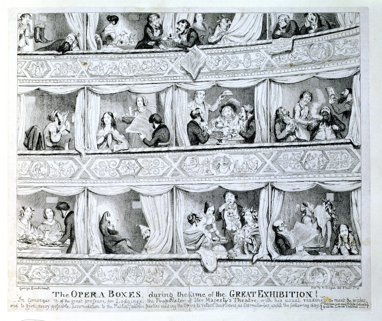 Opera Boxes during the time of the Great Exhibition by George Cruikshank