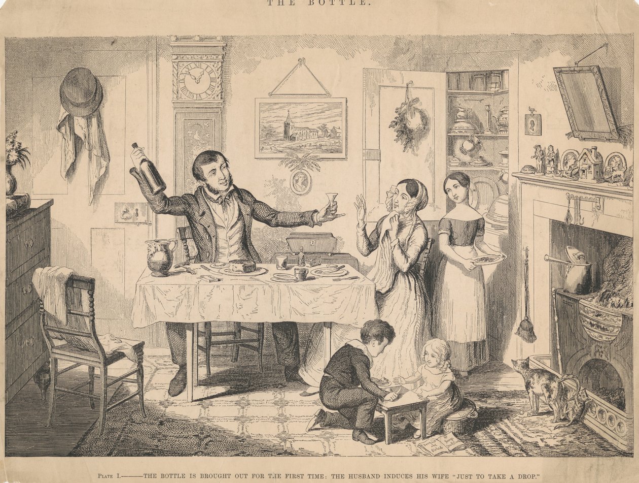 Plate I, The Bottle is Brought out for the First Time by George Cruikshank