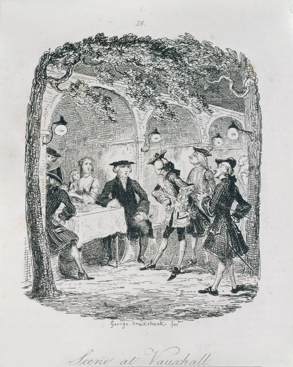 Scene at Vauxhall, from Amelia by George Cruikshank