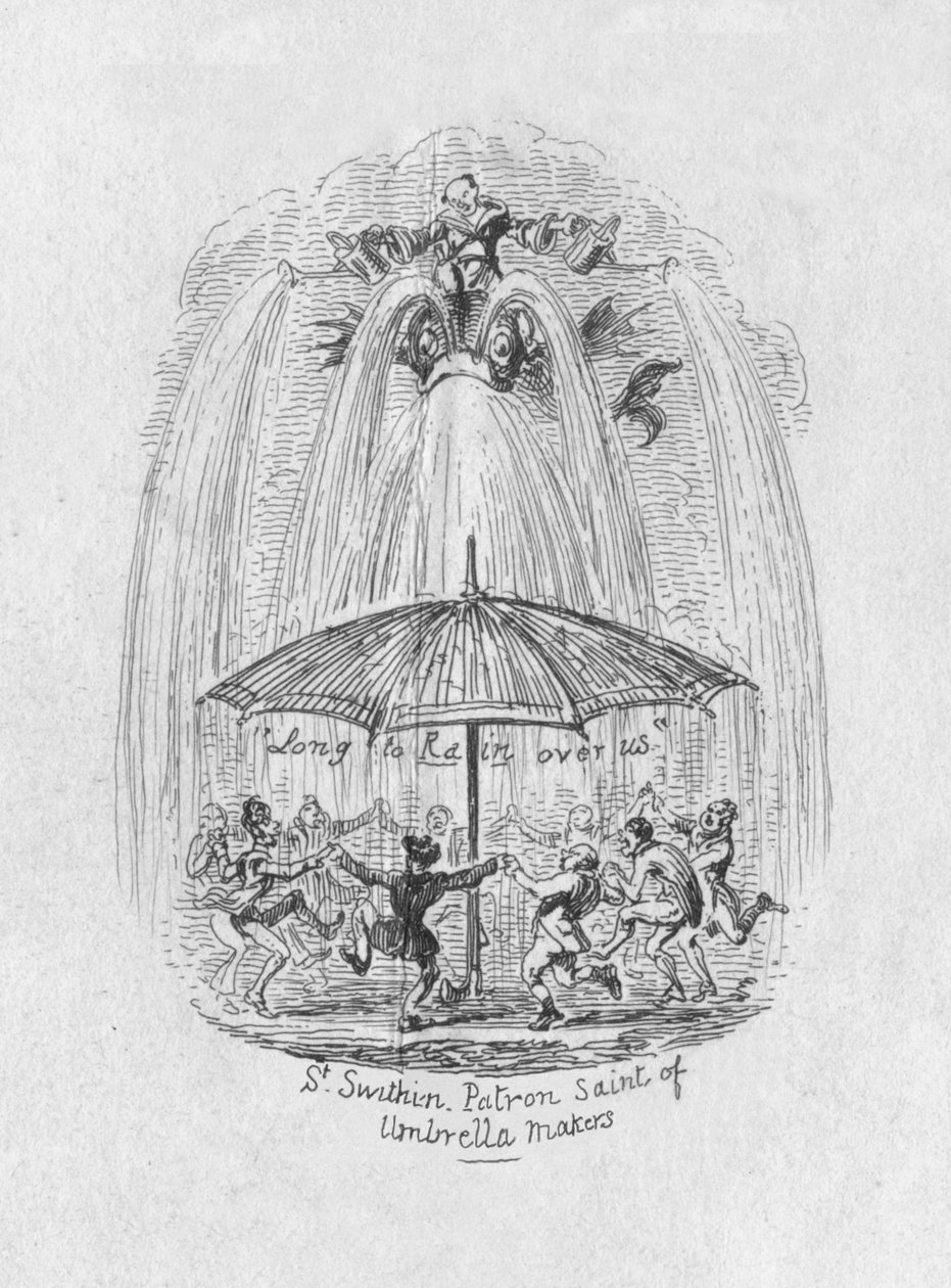 St. Swithin, Patron Saint of Umbrella Makers by George Cruikshank