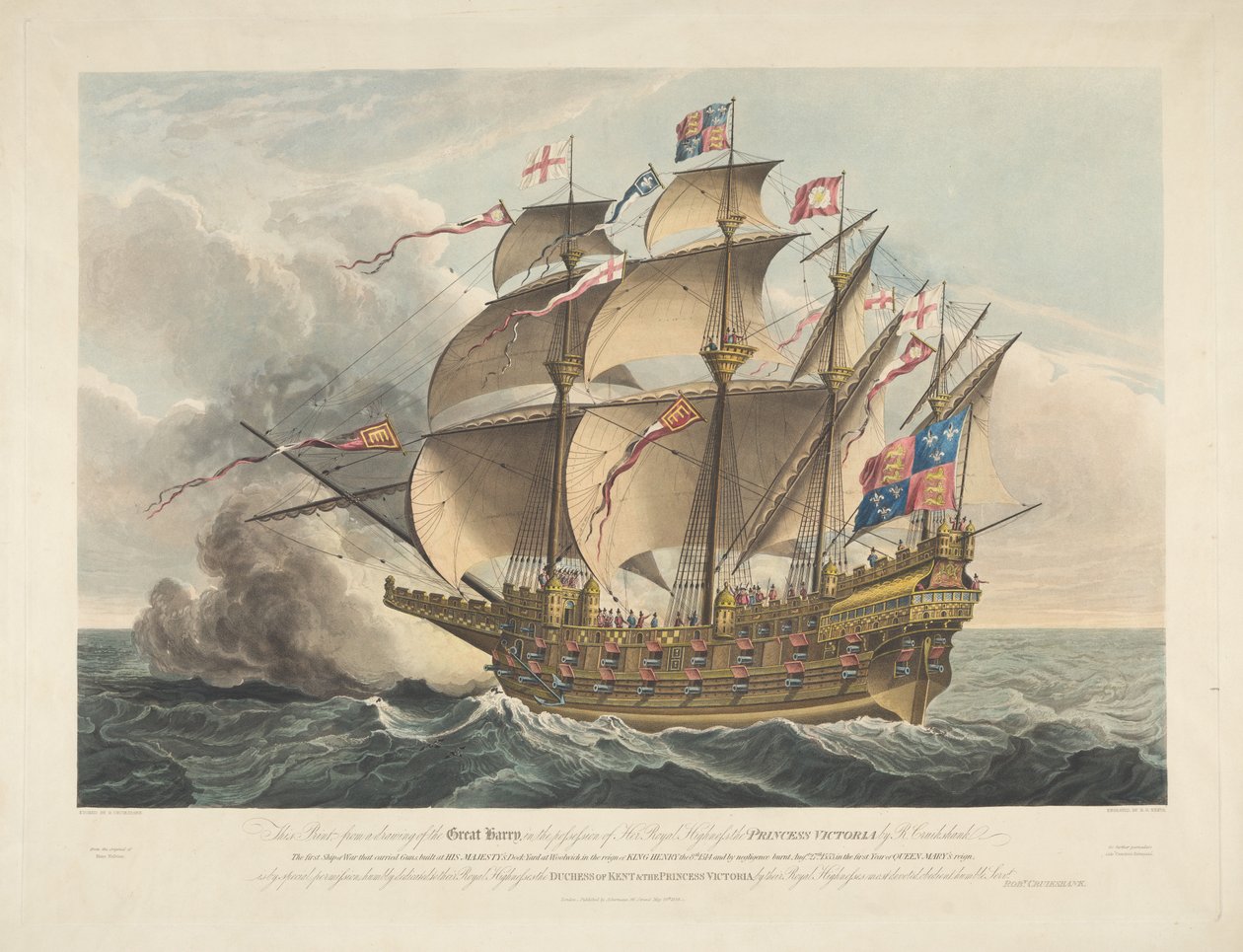 The Great Harry. The First Ship of War that Carried Guns by George Cruikshank
