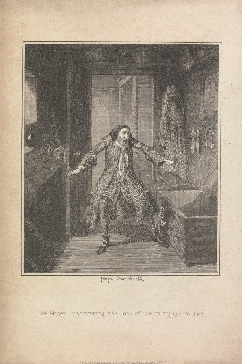 The Miser discovering the loss of the mortgage-money by George Cruikshank