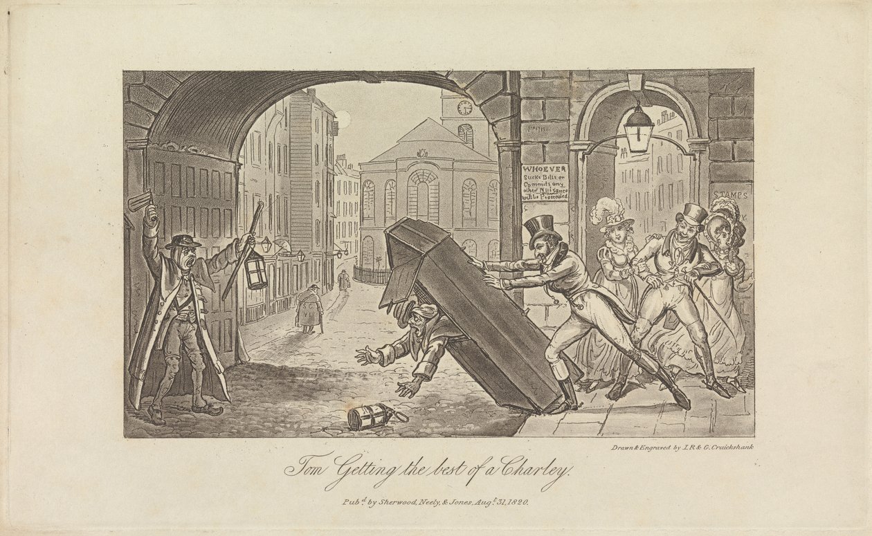 Tom Getting the Best of a Charley by George Cruikshank