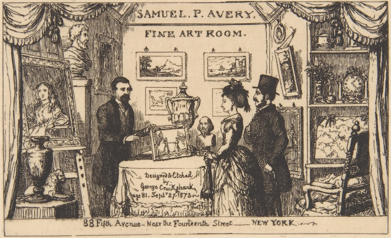 Trade Card for Samuel P. Avery--Fine Art Room by George Cruikshank