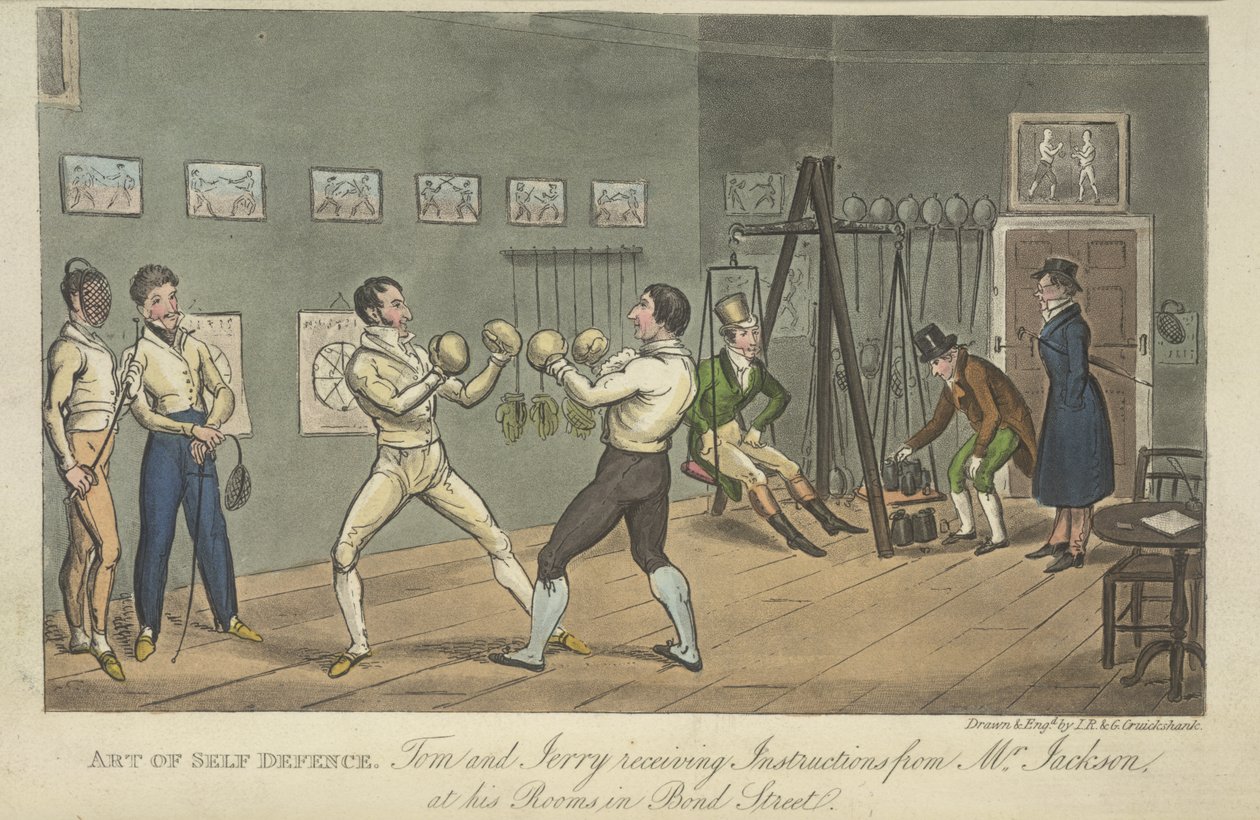 Two men boxing, 