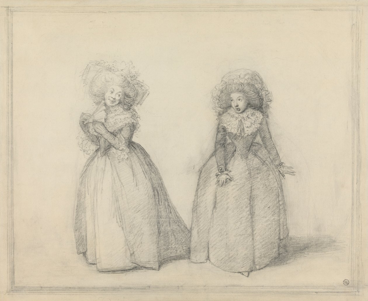 Two Ladies Standing in Conversation, Presumably a Scene from a Play by George Dance