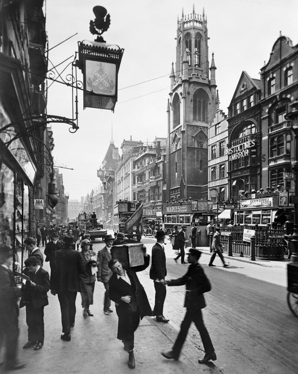Fleet Street looking west, City of London, 1920s by George Davison Reid