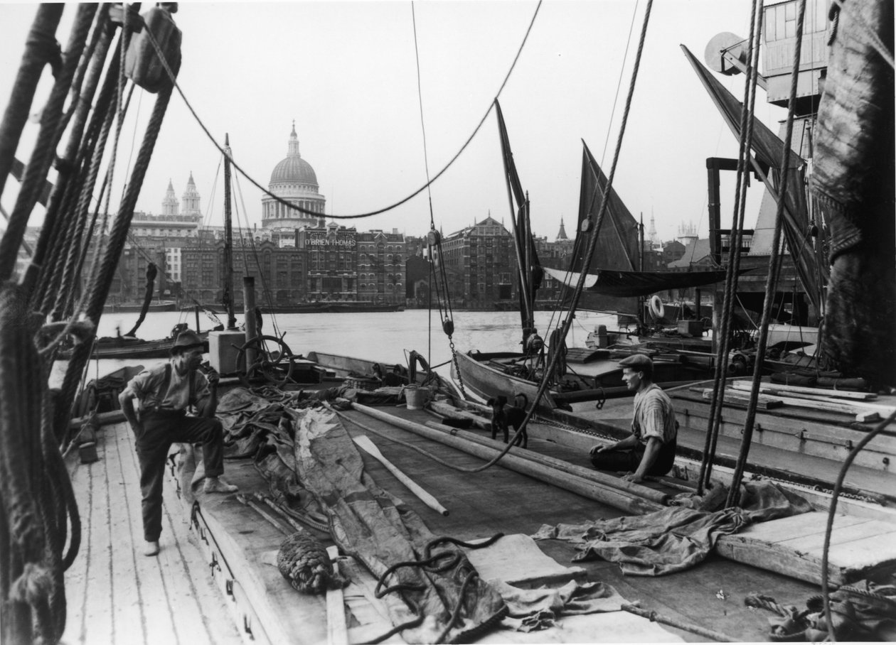 Men on a Thames Barge, South Bank, Lambeth, London, early 20th century by George Davison Reid