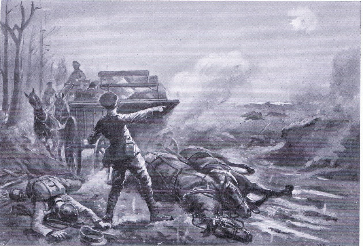 Corporal Ashworth Reorganising His Transport Column Under Heavy Fire (Awarded DCM) by George Derville Rowlandson