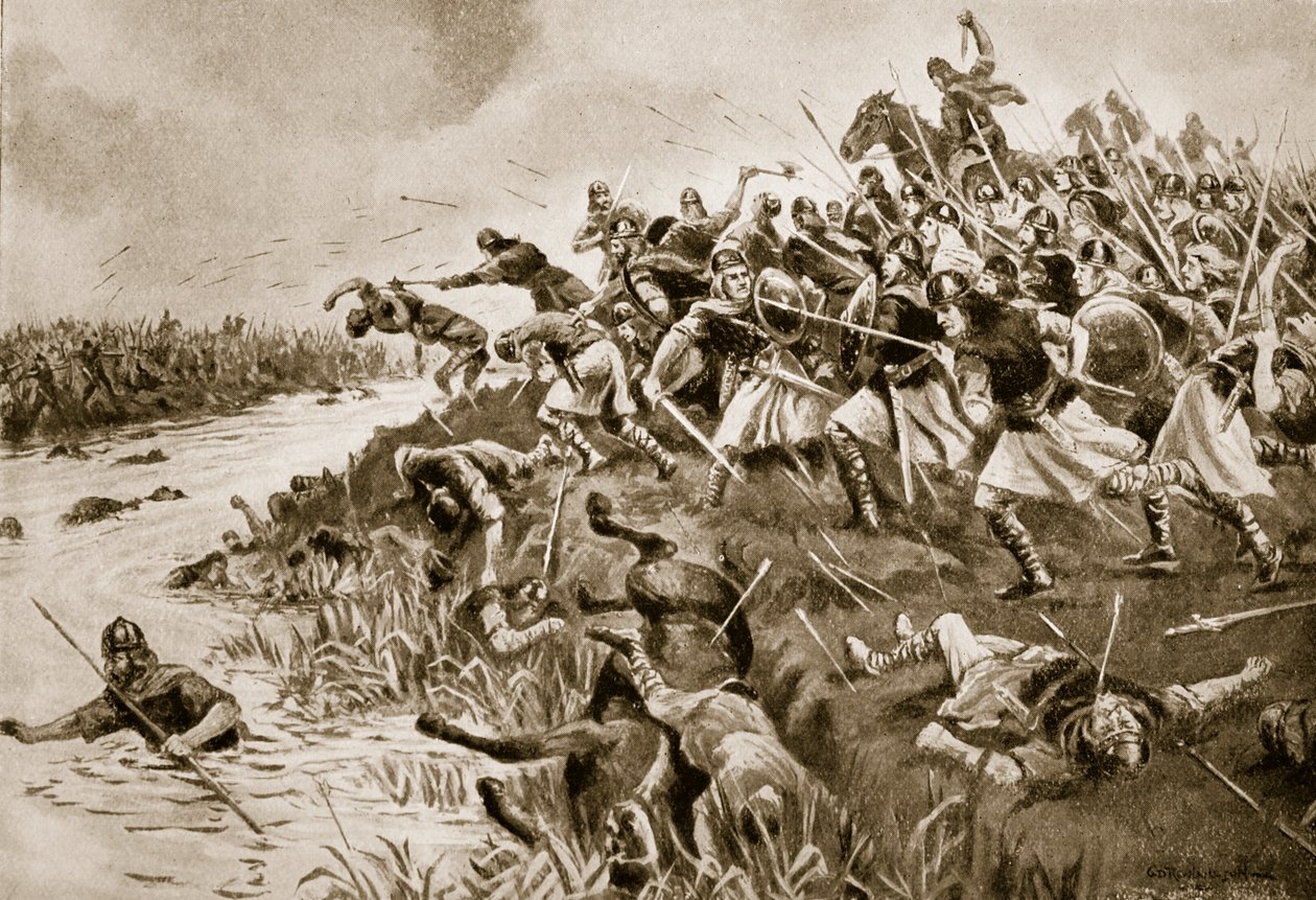 The Battle of Ellandun, 825 AD, illustration from 
