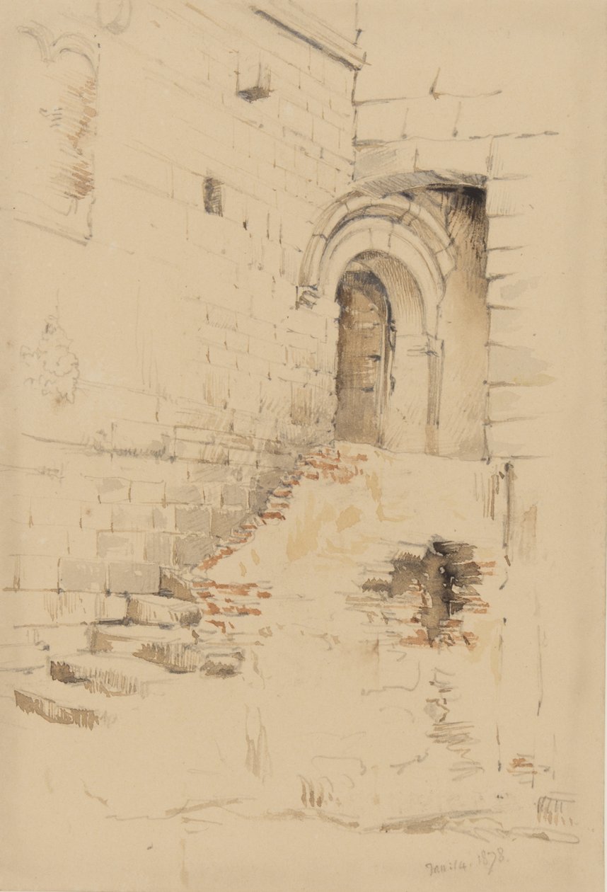 In a Courtyard Adjoining S. Siro, San Remo, January 1878 by George Douglas Tinling