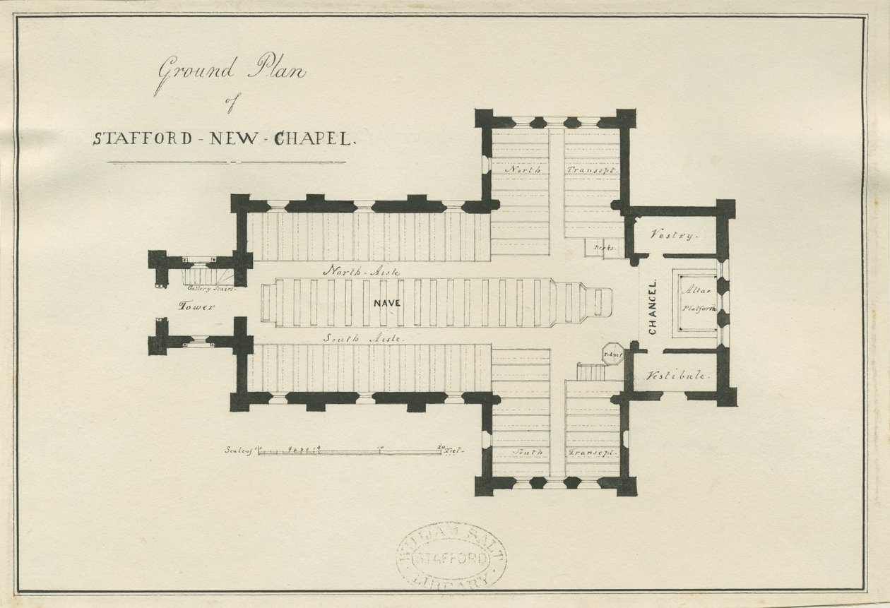 Stafford - Ground plan of Christ Church by George E. Hamilton