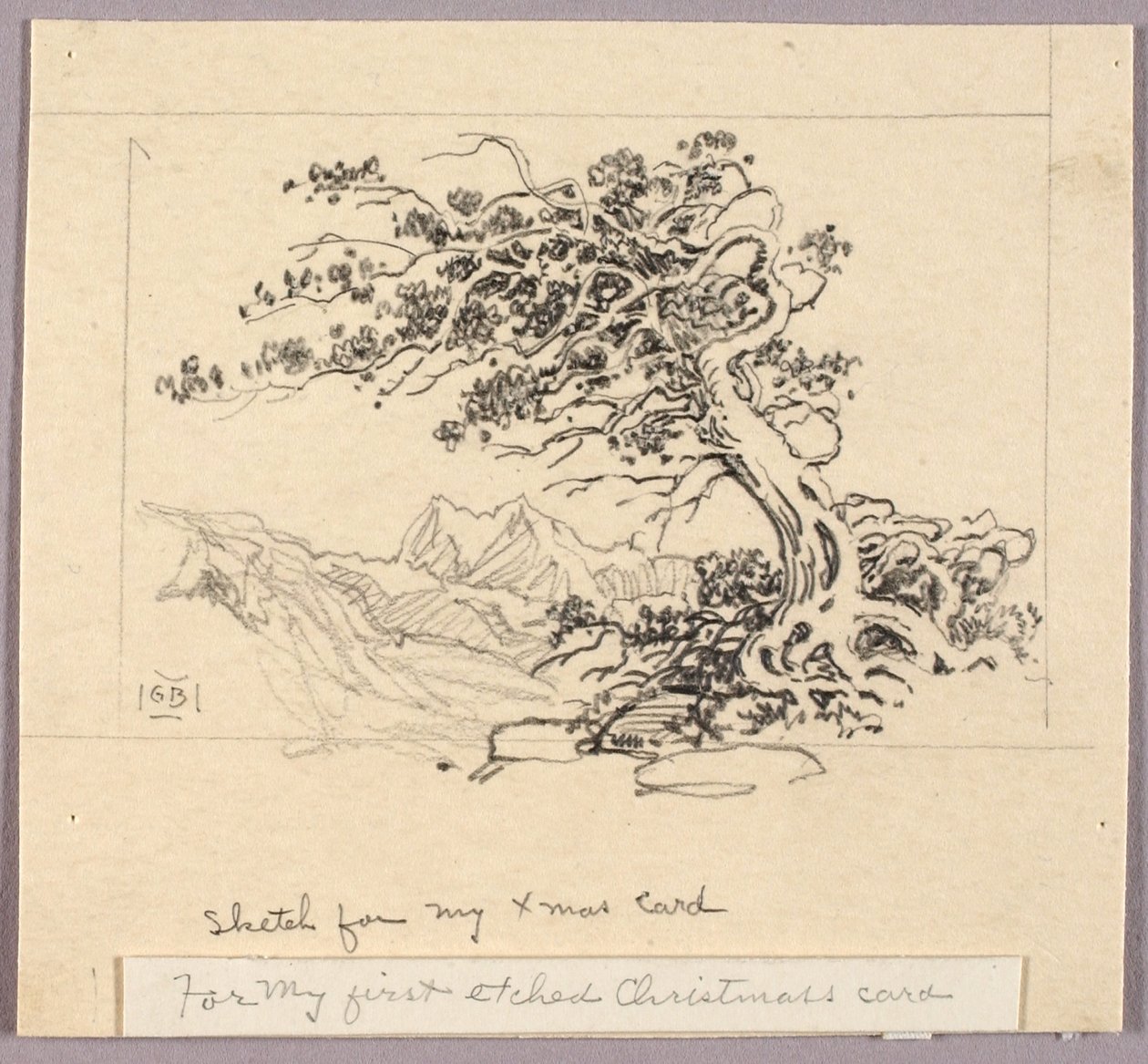 Sketch for Christmas Card (Windswept Pine [no. 1]) by George Elbert Burr