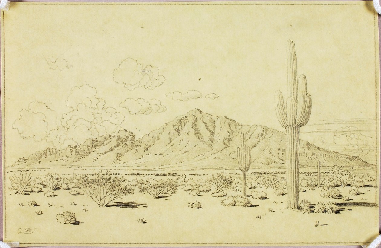 Untitled (Transfer Drawing for Camelback Mountain, Phoenix) by George Elbert Burr