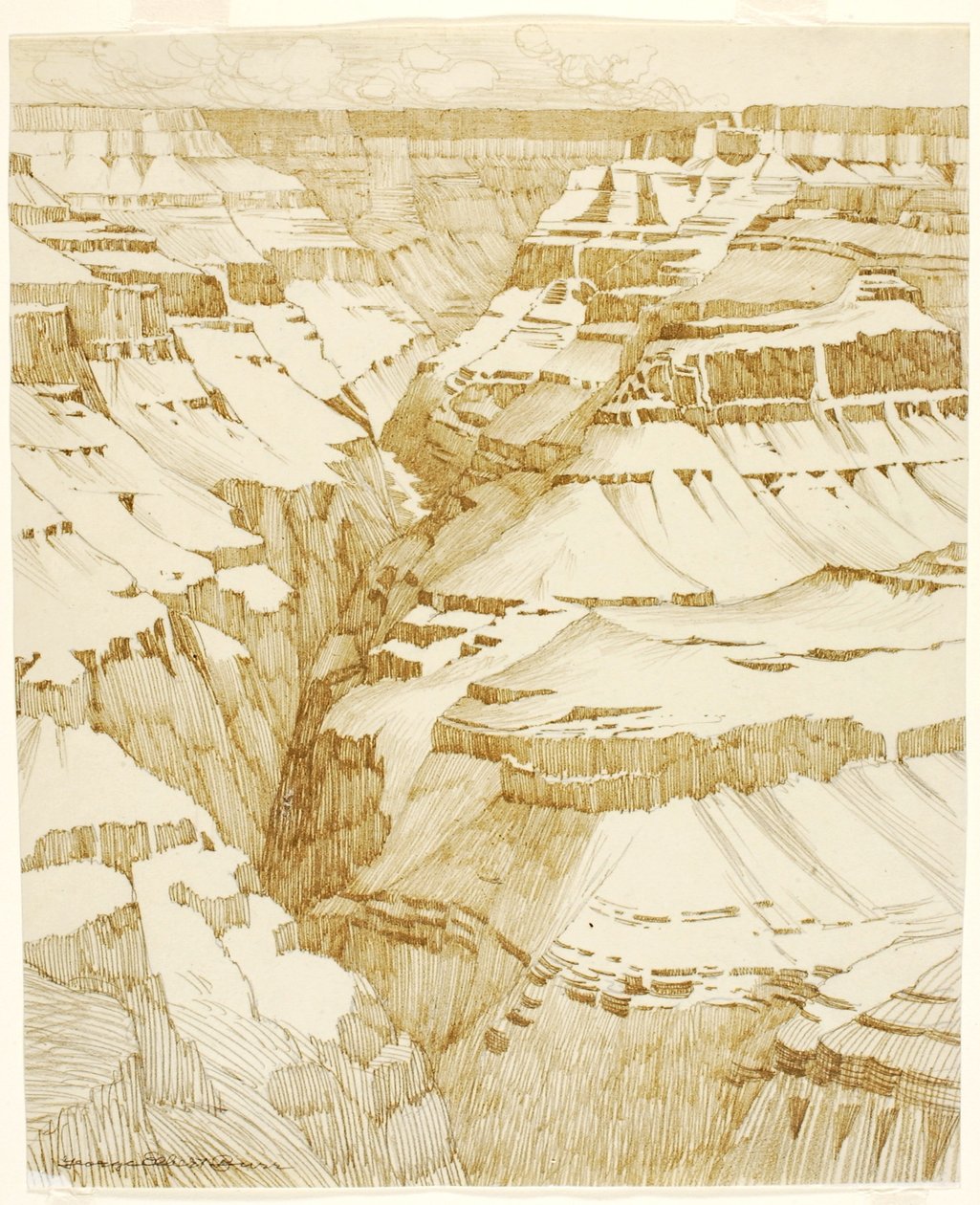 Untitled (transfer drawing for Grand Canyon) by George Elbert Burr