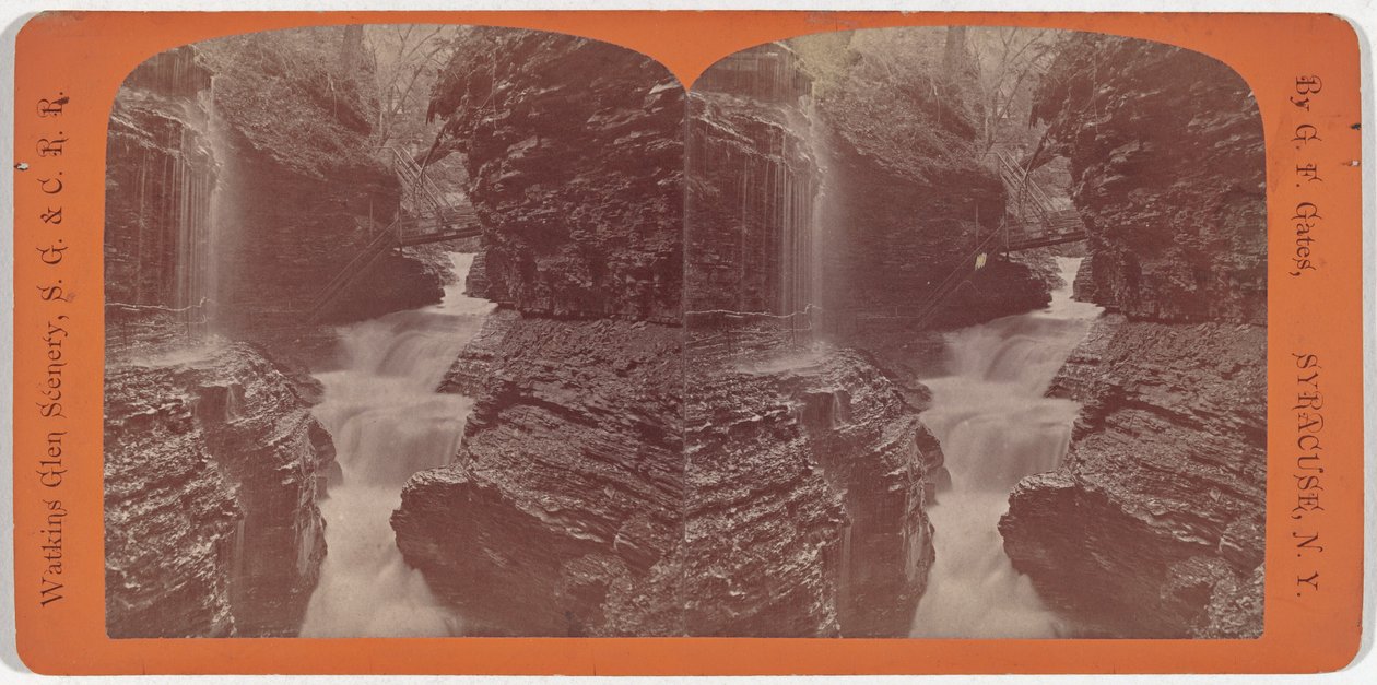 Watkins Glen Scenery, Rainbow Falls and Triple Cascades by George F. Gates