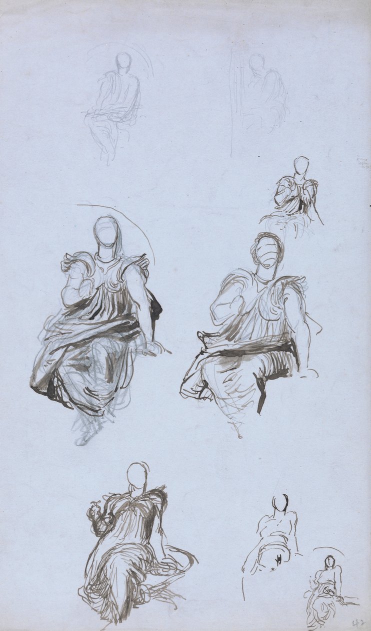 Studies of a Seated Figure with a Book by George Frederick Watts