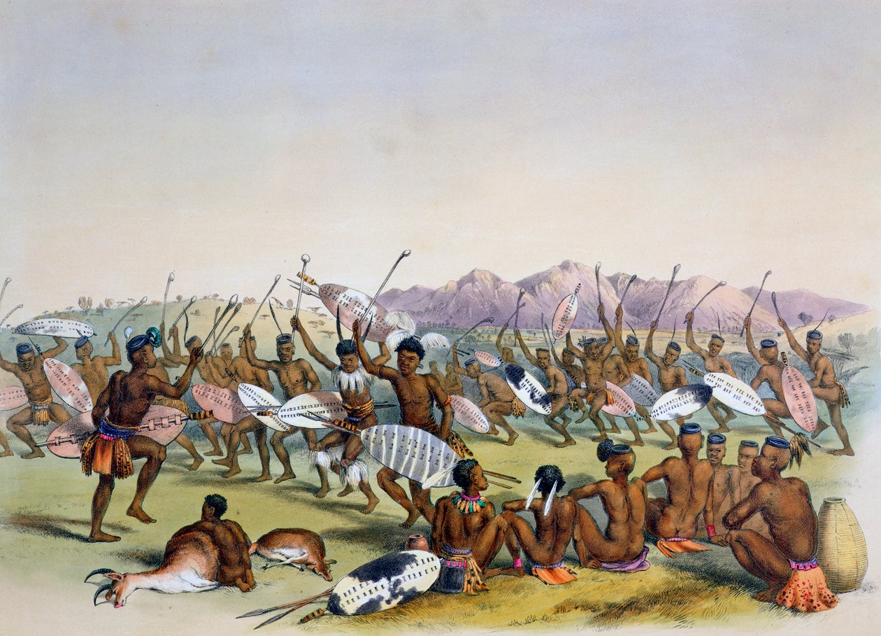 Zulu Hunting Dance Near the Engooi Mountains, 1849 by George French Angas