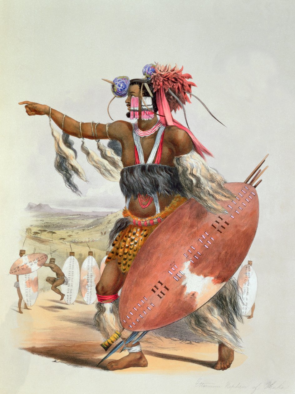 Zulu warrior, Utimuni, nephew of Chaka the late Zulu king, 1849 by George French Angas