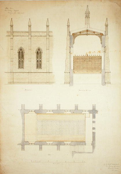 New College Oxford: Design for New Hall Roof by George Gilbert Scott