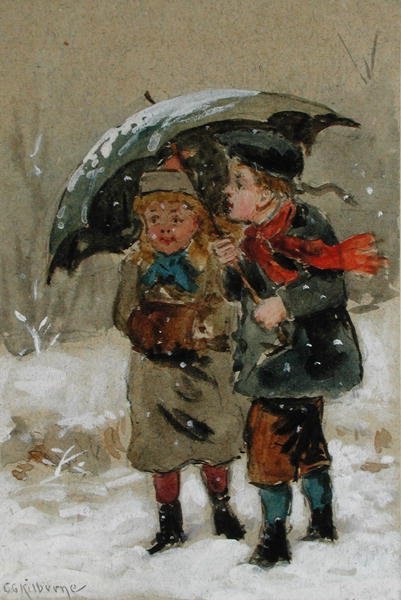Children Playing in the Snow by George Goodwin Kilburne