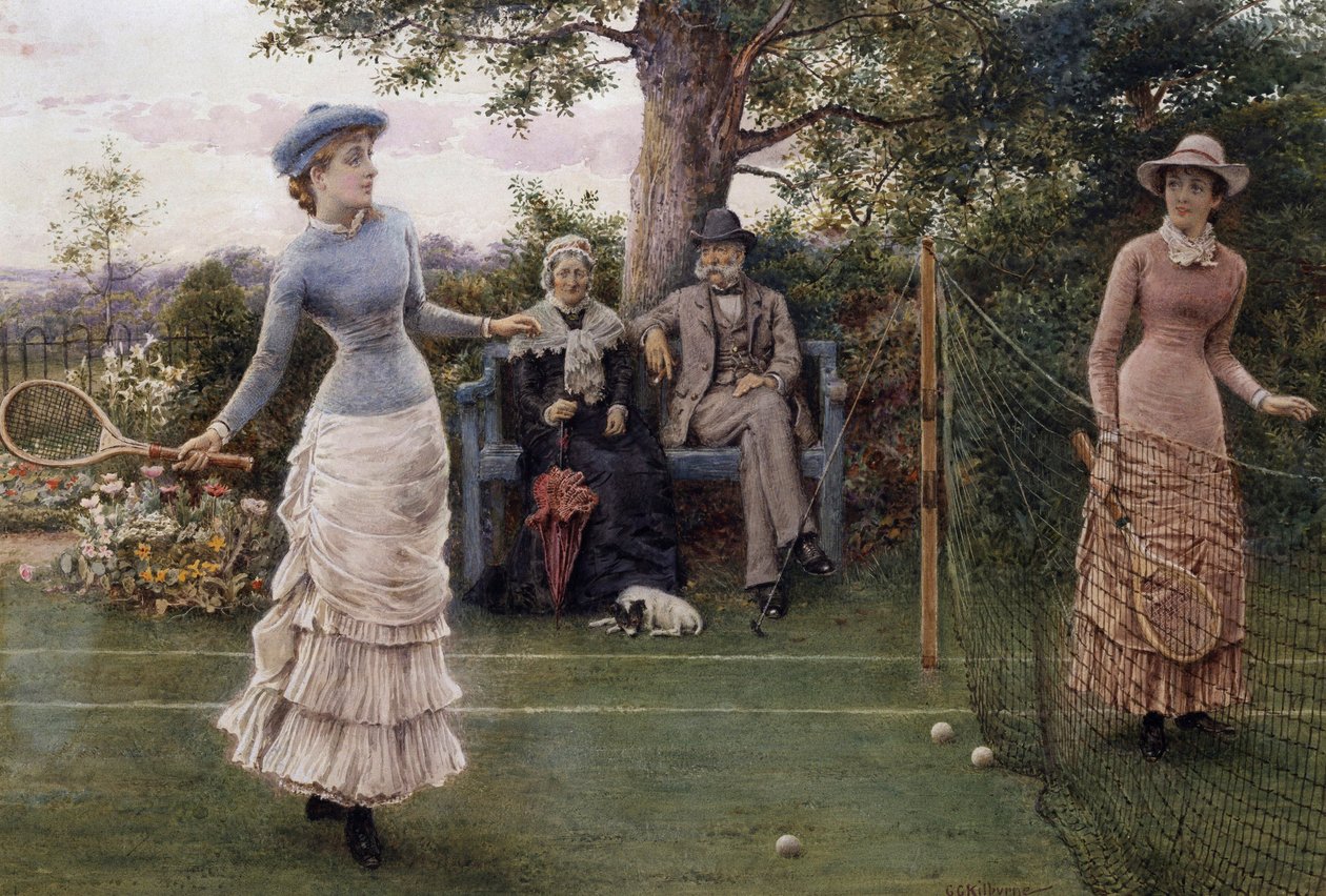 Game of Tennis by George Goodwin Kilburne: Fine art print