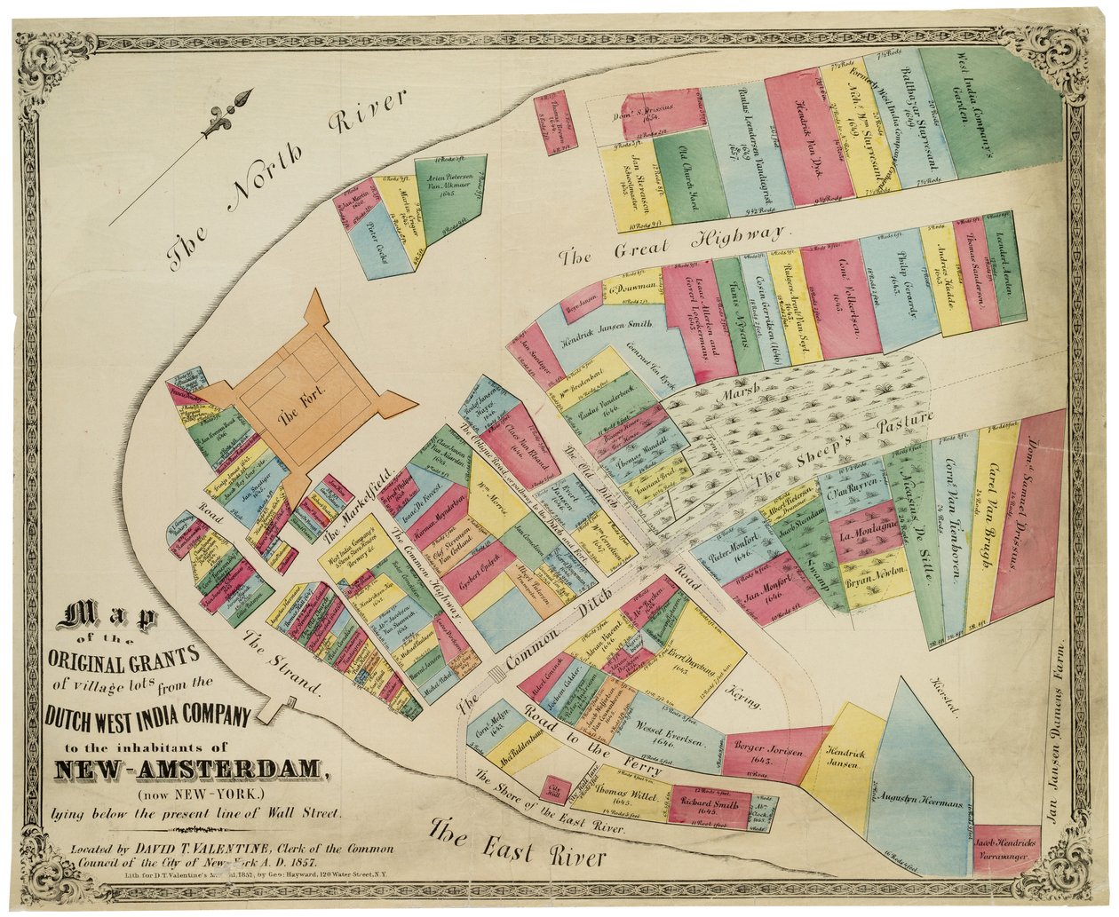 Map of the Original Grants of Village Lots from the Dutch West India Company to the Inhabitants of New-Amsterdam (now New-York) by George Hayward