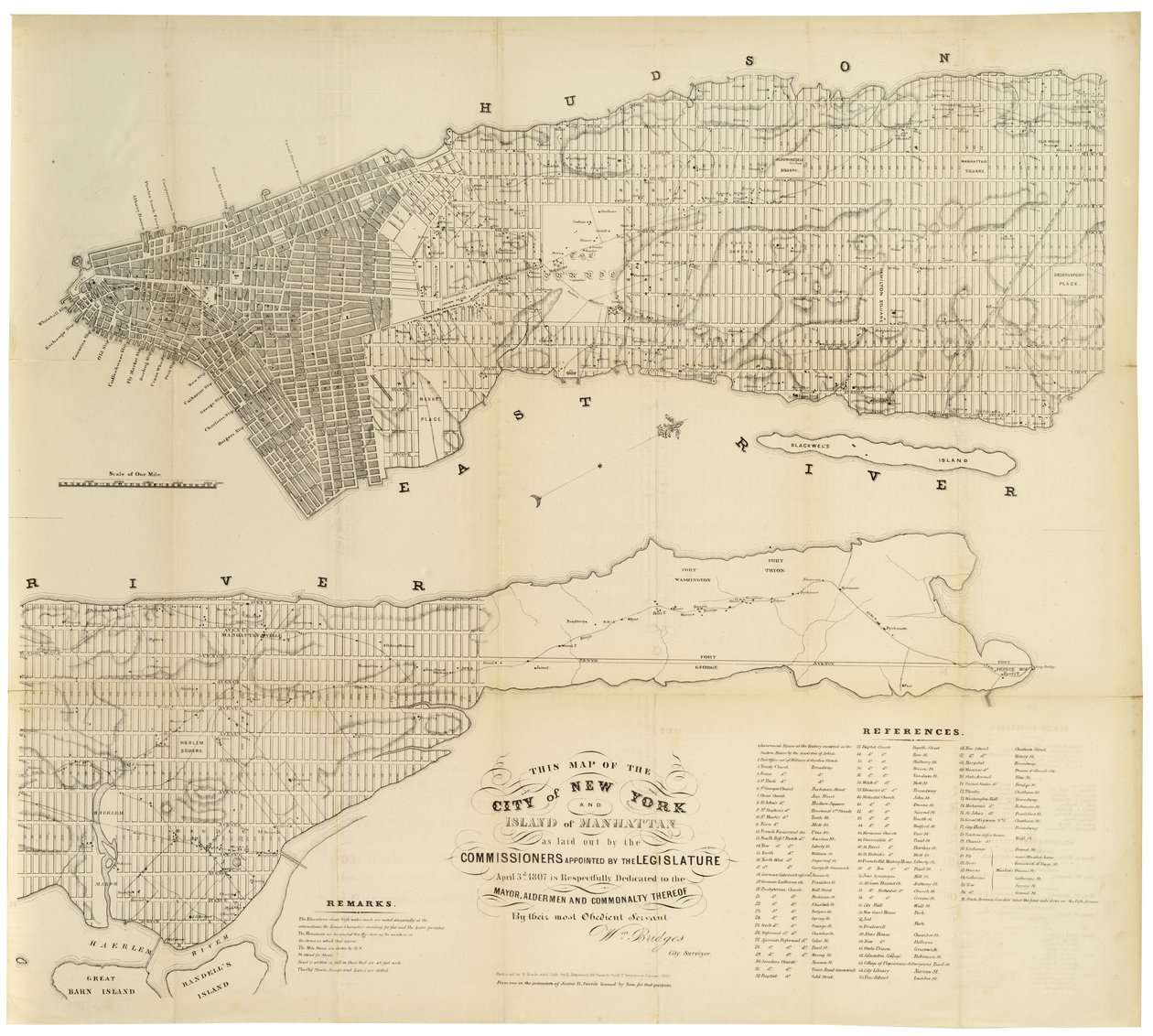 This Map of the City of New York and Island of Manhattan as Laid Out by the Commissioners Appointed by the Legislature, 1853 by George Hayward