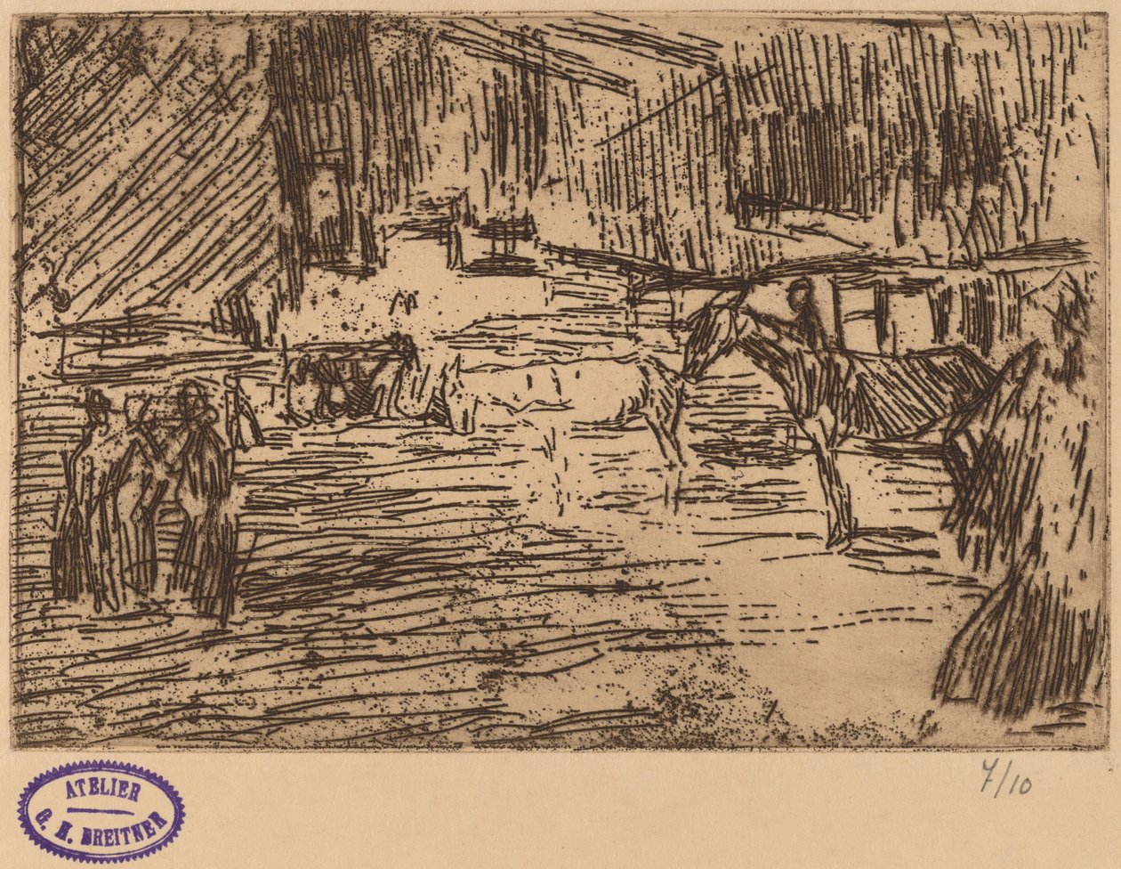 Scene with Horses Standing in Stream by George Hendrik Breitner